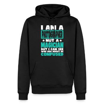 Photographe - Sweat à capuche Premium bio Homme - noir - Devant - Nico (187cm)