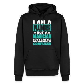 Plombier - Sweat à capuche Premium bio Homme - noir - Devant - Nico (187cm)