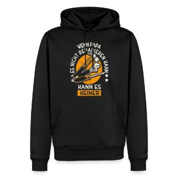 Daddy Repair Master – Indomitable Craftsman - Men’s Premium Organic Hoodie - black - Front - Nico (187cm)