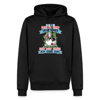 I'm Second Hand Vegetarian Cow Eats Grass - Men’s Premium Organic Hoodie - black - Front - Nico (187cm)