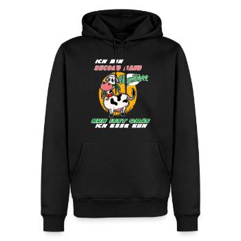 I'm Second Hand Vegetarian Cow Eats Grass - Men’s Premium Organic Hoodie - black - Front - Nico (187cm)