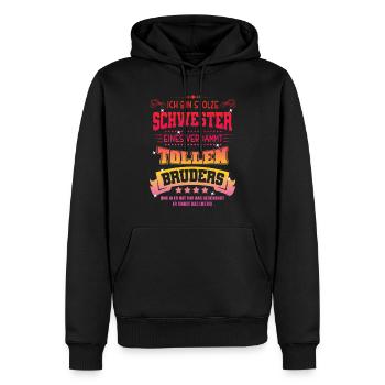Fière soeur d’un grand frère frère - Sweat à capuche Premium bio Homme - noir - Devant - Nico (187cm)