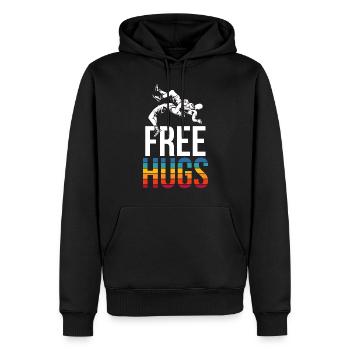 Retro Wrestling Free Hugs Wrestler Coach Vintage - Sweat à capuche Premium bio Homme - noir - Devant - Nico (187cm)