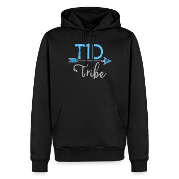 Diabète de type 1 de la tribu du DT1 Sensibilisation Blue Warrior - Sweat à capuche Premium bio Homme - noir - Devant - Nico (187cm)