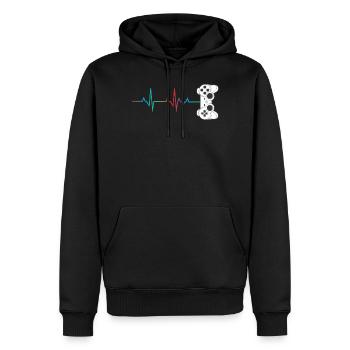 Gamer Heartbeat Controller Retro Video Game Lover - Men’s Premium Organic Hoodie - black - Front - Nico (187cm)