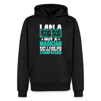 Enseignante préscolaire - Sweat à capuche Premium bio Homme - noir - Devant - Nico (187cm)