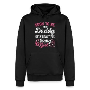 Bientôt papa d’une belle petite fille Nouveau - Sweat à capuche Premium bio Homme - noir - Devant - Nico (187cm)