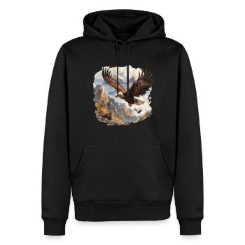 Aigle. Nature, Majestueux, Liberté, Oiseau de proie, - Sweat à capuche Premium bio Homme - noir - Devant - Nico (187cm)