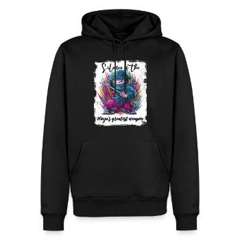 Le silence est la plus grande arme du ninja - Sweat à capuche Premium bio Homme - noir - Devant - Nico (187cm)
