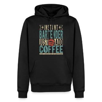 Instant-Barkeeper Fügen Sie einfach Kaffee hinzu - Männer Premium Bio Hoodie - Schwarz - Vorne - Nico (187cm)