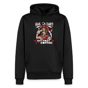 Jules César Histoire romaine Empire romain - Sweat à capuche Premium bio Homme - noir - Devant - Nico (187cm)