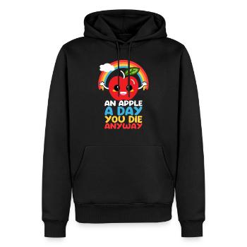 Ein Apfel Ein Tag, an dem du sowieso stirbst, lustig, witzig - Männer Premium Bio Hoodie - Schwarz - Vorne - Nico (187cm)
