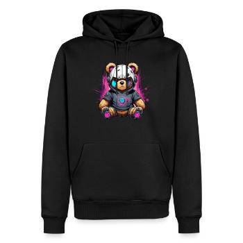 Robot ours en peluche cyberpunk - Sweat à capuche Premium bio Homme - noir - Devant - Nico (187cm)