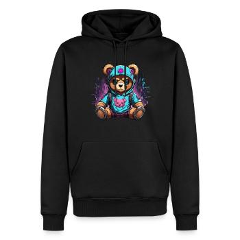 Robot ours en peluche cyberpunk - Sweat à capuche Premium bio Homme - noir - Devant - Nico (187cm)