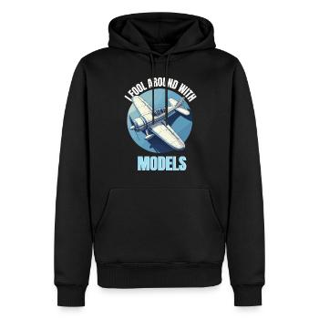 Modélisme, Maquette, Avion, Aérodrome, Vol, Drôle - Sweat à capuche Premium bio Homme - noir - Devant - Nico (187cm)