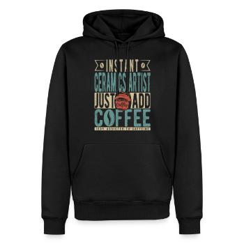 Artiste céramiste instantané il suffit d’ajouter du café - Sweat à capuche Premium bio Homme - noir - Devant - Nico (187cm)