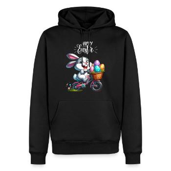 Lapin de Pâques Vélo Oeufs De Pâques Enfants Drôle - Sweat à capuche Premium bio Homme - noir - Devant - Nico (187cm)