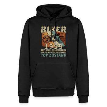 Motorradfahrer Motorrad Biker Geboren 1959 - Männer Premium Bio Hoodie - Schwarz - Vorne - Nico (187cm)