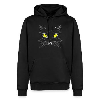 Black Cat Face Black Cat Muzzle Yellow Eyes - Men’s Premium Organic Hoodie - black - Front - Nico (187cm)