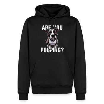 Faites-vous caca ? Chien Staffy Staffordshire - Sweat à capuche Premium bio Homme - noir - Devant - Nico (187cm)
