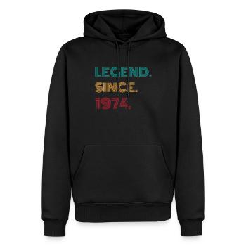 Légende depuis 1974 cadeau d’anniversaire - Sweat à capuche Premium bio Homme - noir - Devant - Nico (187cm)