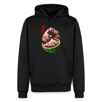 Kanagawa japon Pastèque - Sweat à capuche Premium bio Homme - noir - Devant - Nico (187cm)