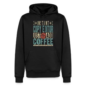 Éditeur de copie instantanée Il suffit d’ajouter du café - Sweat à capuche Premium bio Homme - noir - Devant - Nico (187cm)