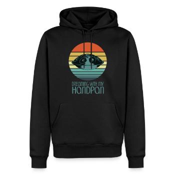 Handpan Hang Drum Musik Yoga Relax Sunset Retro - Männer Premium Bio Hoodie - Schwarz - Vorne - Nico (187cm)