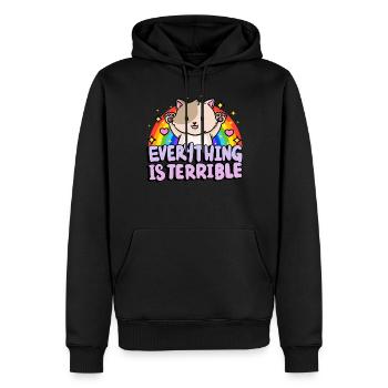 Everything is horrible sarcasm rainbow - Men’s Premium Organic Hoodie - black - Front - Nico (187cm)