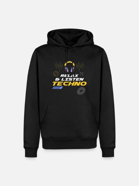 Relax And Listen Techno - Men’s Premium Organic Hoodie - black