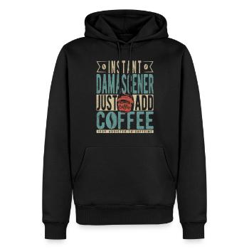 Instant-Damascener Fügen Sie einfach Kaffee hinzu - Männer Premium Bio Hoodie - Schwarz - Vorne - Nico (187cm)
