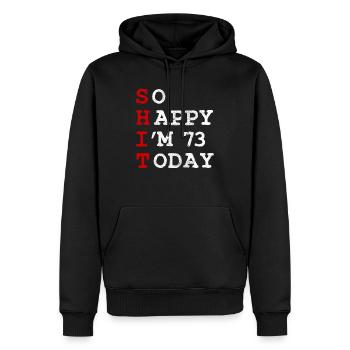 Anniversaire 73 Anniversaire Année Naissance Drôle - Sweat à capuche Premium bio Homme - noir - Devant - Nico (187cm)