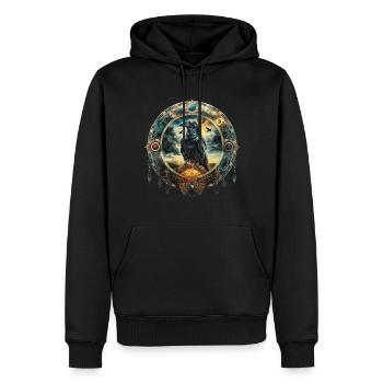 Corbeau mystique, Emblème, Symbolisme, Magie, Fantaisie - Sweat à capuche Premium bio Homme - noir - Devant - Nico (187cm)