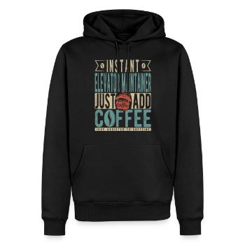 Sofortiger Aufzugswartungs-Wartung: Fügen Sie einfach Kaffee hinzu - Männer Premium Bio Hoodie - Schwarz - Vorne - Nico (187cm)