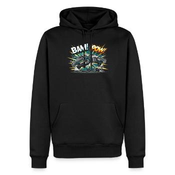 Derby de démonstration Derby de démolition Derby de démolition - Sweat à capuche Premium bio Homme - noir - Devant - Nico (187cm)