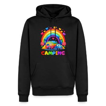 Camping Regenbogen Campingplatz Glück Camper Herz - Männer Premium Bio Hoodie - Schwarz - Vorne - Nico (187cm)