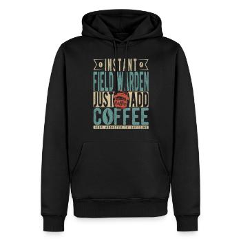 Gardien de terrain instantané Il suffit d’ajouter du café - Sweat à capuche Premium bio Homme - noir - Devant - Nico (187cm)