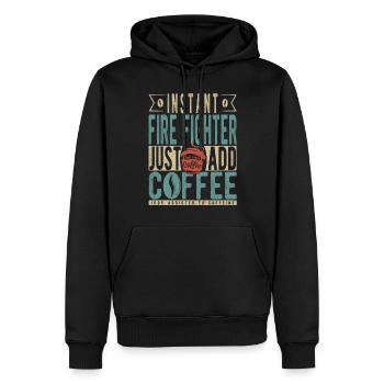 Pompier instantané Il suffit d’ajouter du café - Sweat à capuche Premium bio Homme - noir - Devant - Nico (187cm)
