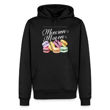 Amateurs de macarons Macarons français - Sweat à capuche Premium bio Homme - noir - Devant - Nico (187cm)