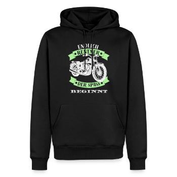 Retraite Retraité Moto Retraite Motard Fun Drôle - Sweat à capuche Premium bio Homme - noir - Devant - Nico (187cm)