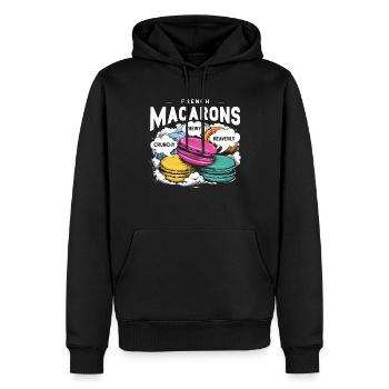 Amateurs de macarons Macarons français - Sweat à capuche Premium bio Homme - noir - Devant - Nico (187cm)