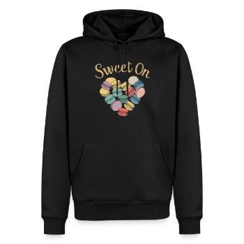 Amateurs de macarons Macarons français - Sweat à capuche Premium bio Homme - noir - Devant - Nico (187cm)