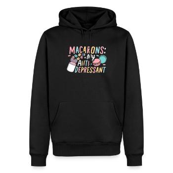 Amateurs de macarons Macarons français - Sweat à capuche Premium bio Homme - noir - Devant - Nico (187cm)
