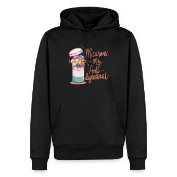 Amateurs de macarons Macarons français - Sweat à capuche Premium bio Homme - noir - Devant - Nico (187cm)