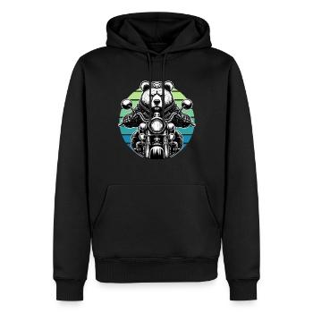 Motorrad Motorradfahrer Biker Grizzly Bär lustig - Männer Premium Bio Hoodie - Schwarz - Vorne - Nico (187cm)