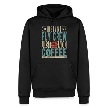 Instant Fly Crew Just Add Coffee - Men’s Premium Organic Hoodie - black - Front - Nico (187cm)