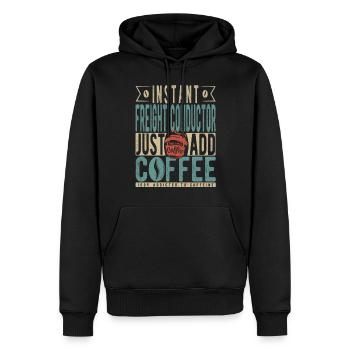 Le conducteur de fret instantané ajoute simplement du café - Sweat à capuche Premium bio Homme - noir - Devant - Nico (187cm)