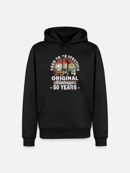 Limited Edition April 1974 50. Geburtstag - Herre Premium økologisk hoodie - sort