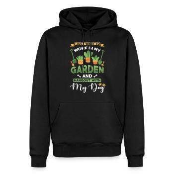 Arbeit in meinem Garten Hangout mit meinem Hund - Männer Premium Bio Hoodie - Schwarz - Vorne - Nico (187cm)