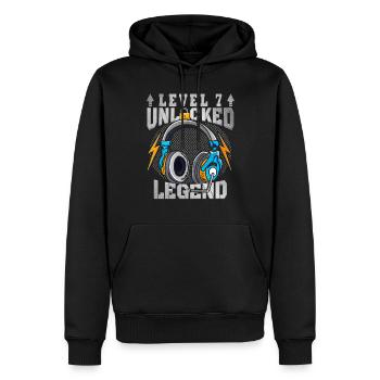 Gamer Gaming Level 7 Unlocked - Männer Premium Bio Hoodie - Schwarz - Vorne - Nico (187cm)